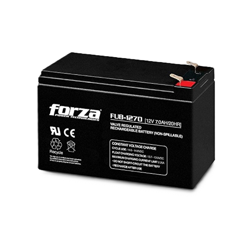 Batería Forza Ácido Plomo Sellada de 12 Voltios y 7 Amperios de Color Negro para UPS