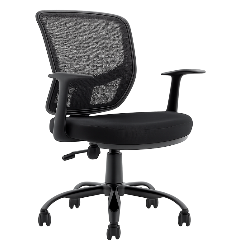 Silla Secretarial de Malla con Reposabrazos Dorasol Color Negro