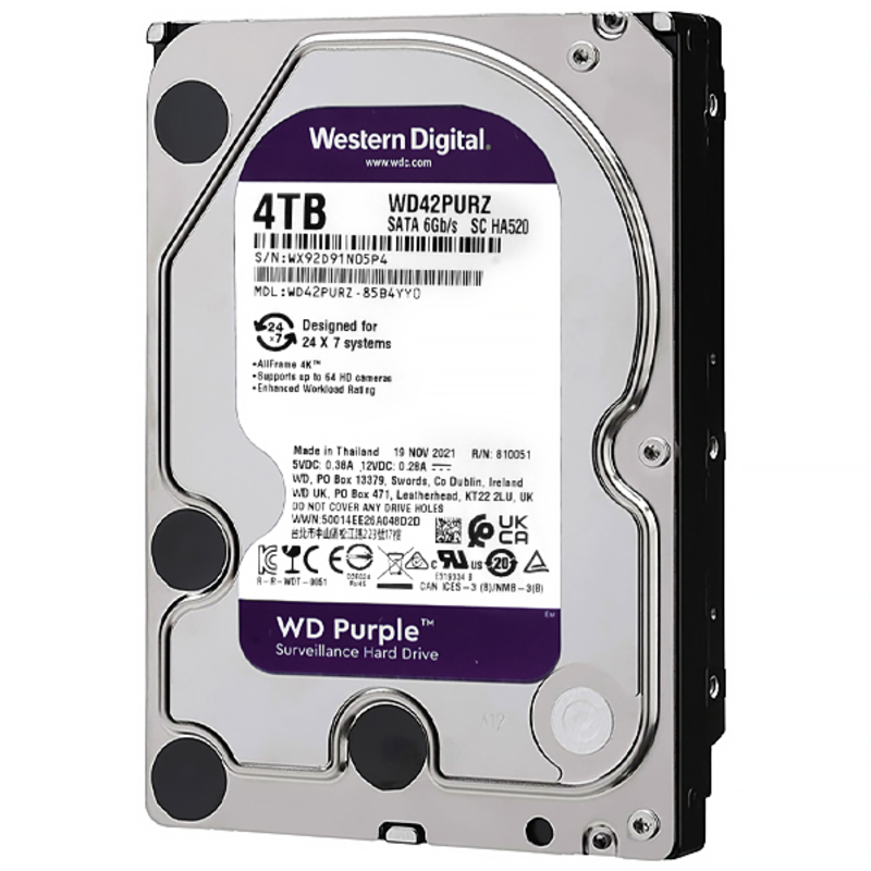 Disco Duro Interno HDD de 3.5" de 4 TB y 5400 RPM Western Digital Purple