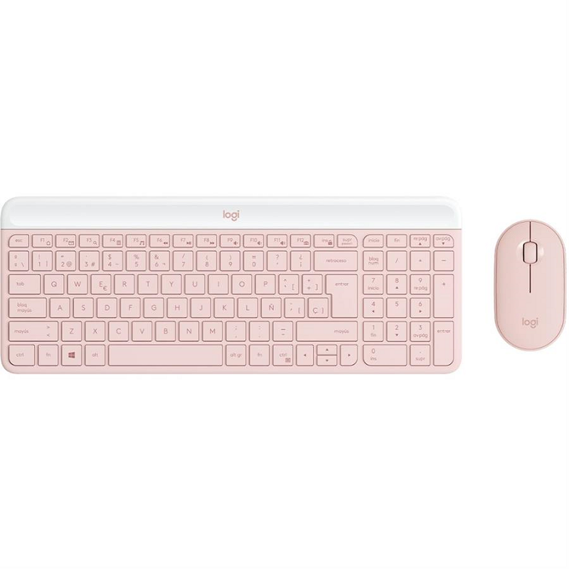 Mouse + Teclado Rosa Inalámbricos Logitech Slim Combo MK470