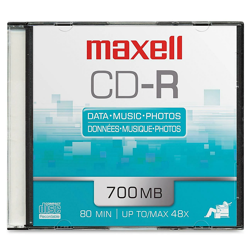 Disco CD-R 700 Slim Case 48X Maxell en Cajita de Plástico