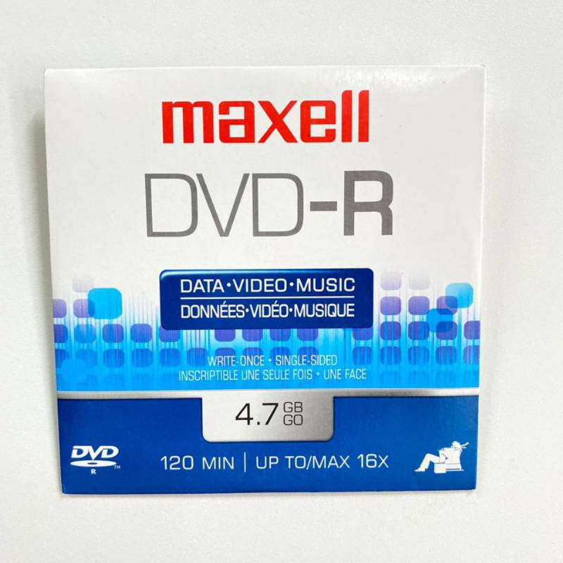 Disco DVD-R de 4.7 GB, 16X Sobres Maxell en Cajita de Cartón