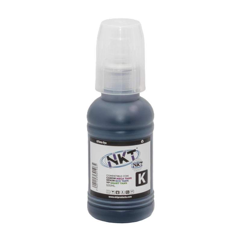 Botella de Tinta Genérica NKT Universal 100 mililitros Color Negro Compatible con Cualquier Impresora