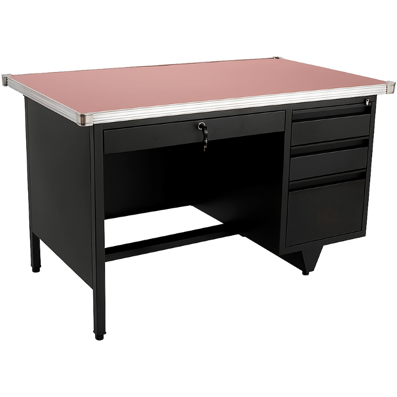 Escritorio Secretarial Dorasol Color Café de Metal Negro para Oficina