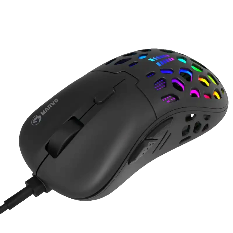 Mouse Gamer RGB Marvo SunSpot G946 Color Negro con Cable USB-A