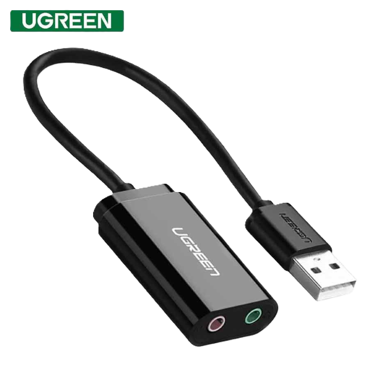 Tarjeta de Sonido Estéreo Externa USB 2.0 UGREEN de Color Negro