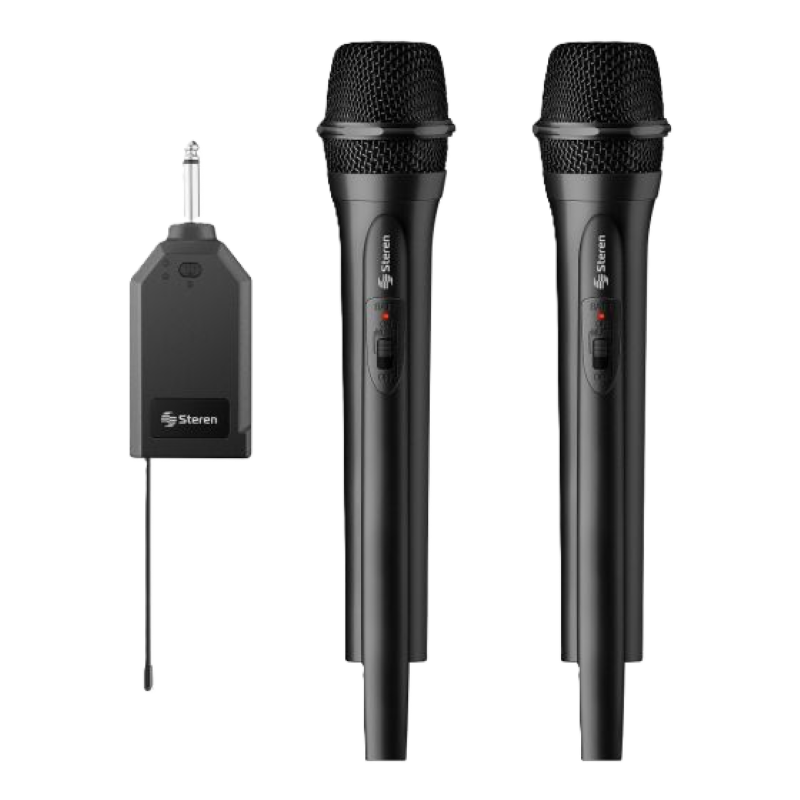 Sistema de 2 Micrófonos Inalámbricos Steren Color Negro