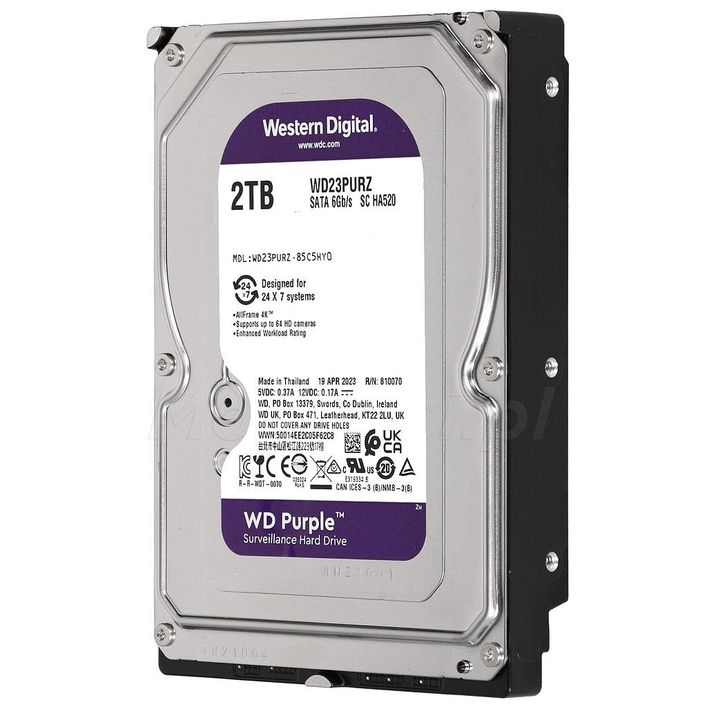 Disco Duro Interno HDD 3.5" de 2 TB y 5400 RPM Western Digital Purple