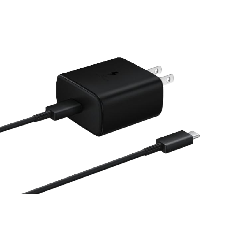 Adaptador de Corriente + Cable USB-C Samsung 45w Color Negro