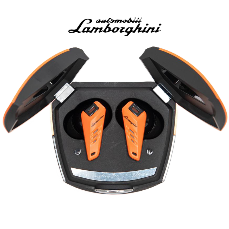 Audífonos Bluetooth Lamborghini Lambo Bud Huracan 700 Orange de Color Anaranjado con Negro
