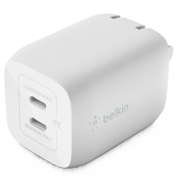 Adaptador de Corriente Belkin Gan Con Doble Puerto USB-C de 65W 