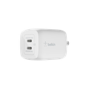 Adaptador de Corriente Belkin Gan Con Doble Puerto USB-C de 65 Watts de Color Blanco