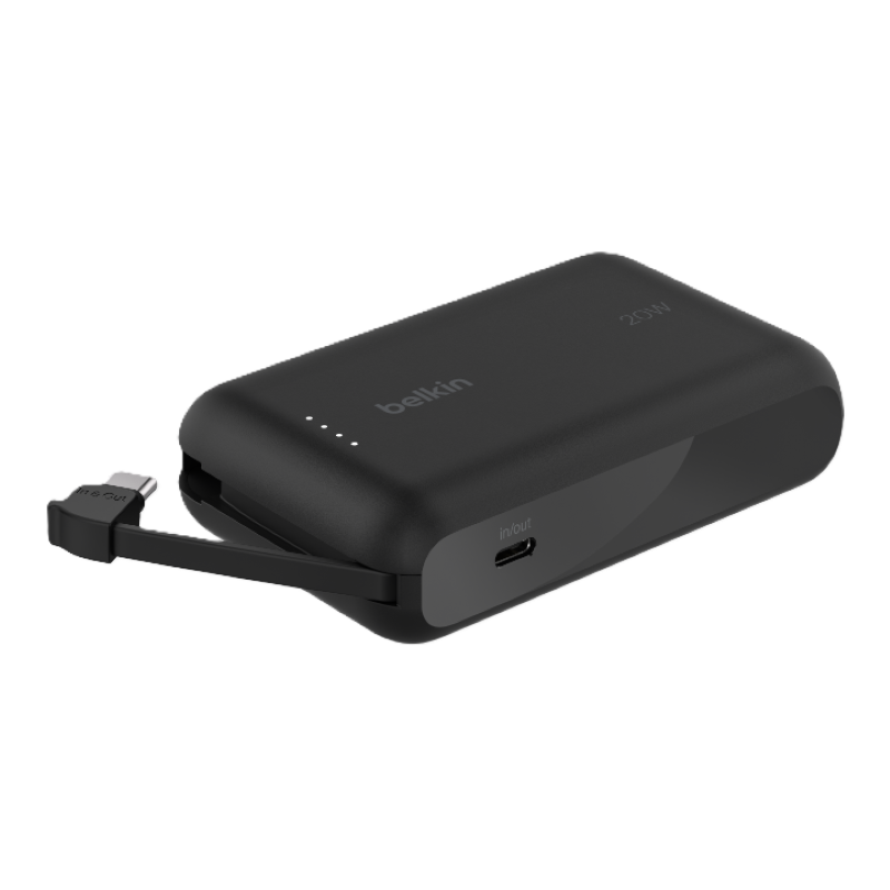 Power Bank Belkin BoostCharge 10K de 10,000 mAh Color Negro con Cable Integrado USB-C