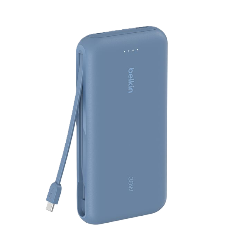 Power Bank Belkin BoostCharge 20K de 20,000 mAh Color Celeste con Cable Integrado USB-C