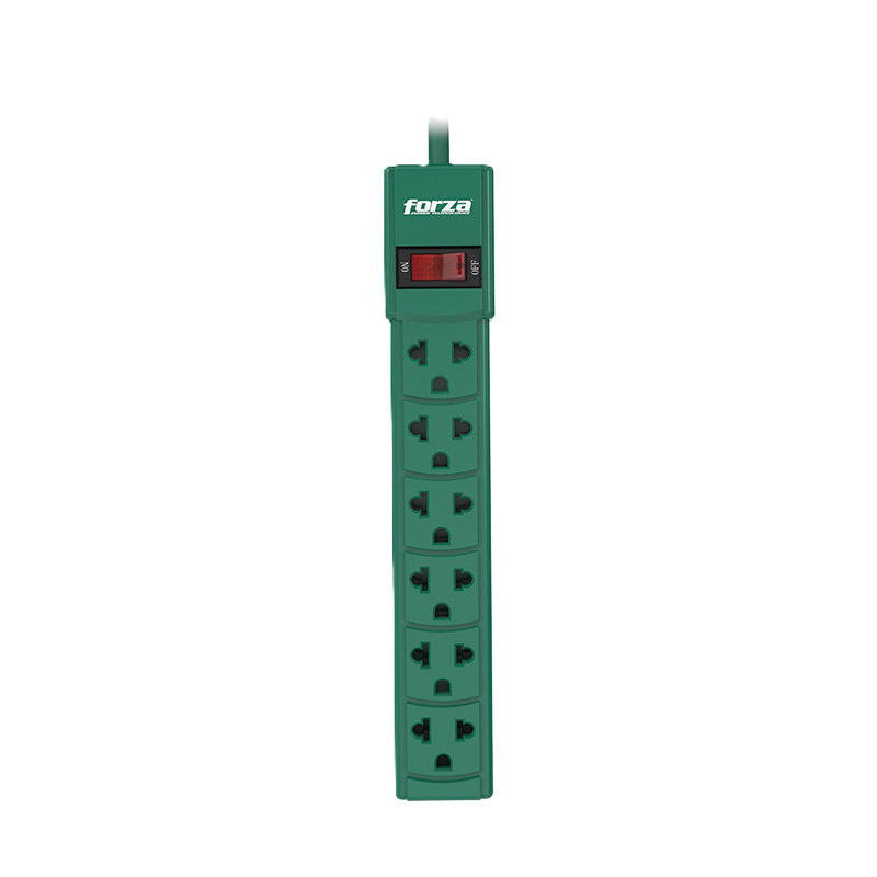 ​Regleta Forza PowerStrip de Color Verde con Disyuntor Incorporado