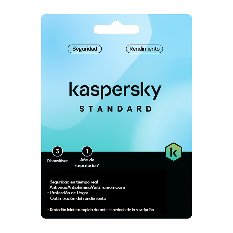 Licencia de Antivirus Kaspersky Standard de 1 Año para 3 Equipos