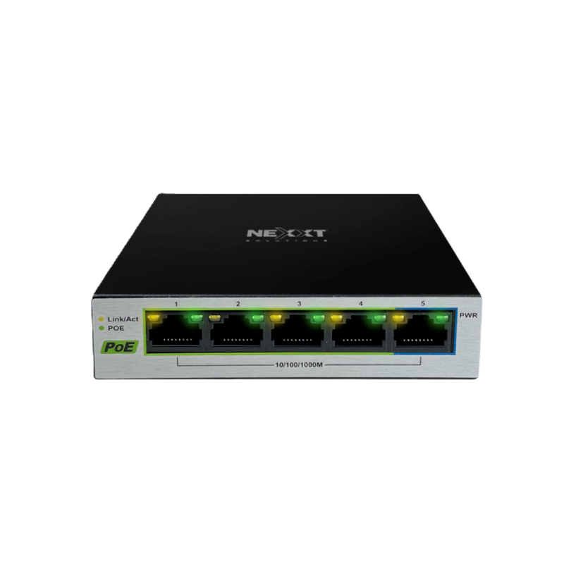 ​Switch de Red Gigabit Nexxt Vertex501P de 5 Puertos PoE+ Ethernet