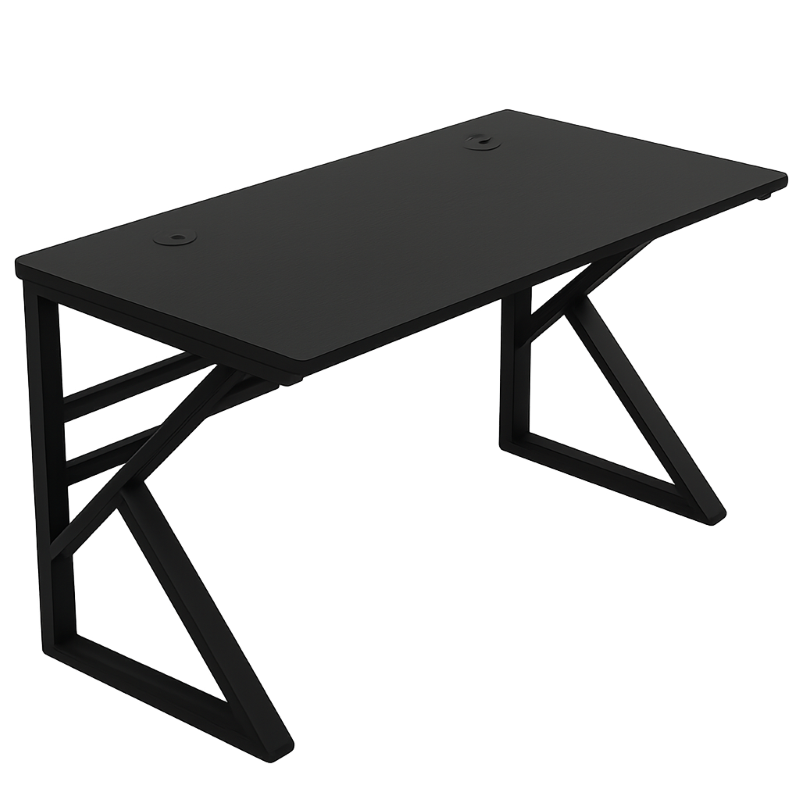 Escritorio de Madera Negro con Base Metálica para Computadora