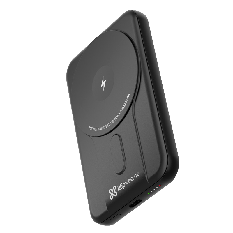 Power Bank Magnético e Inalámbrico Klip Xtreme PowerMag Black de 5,000 mAh de Color Negro