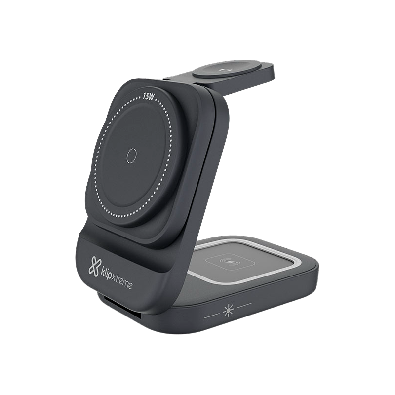 Estación de Carga Inalámbrica 3 en 1 Klip Xtreme PowerDesk Lite para Smartphone/Audífonos/Smartwatch