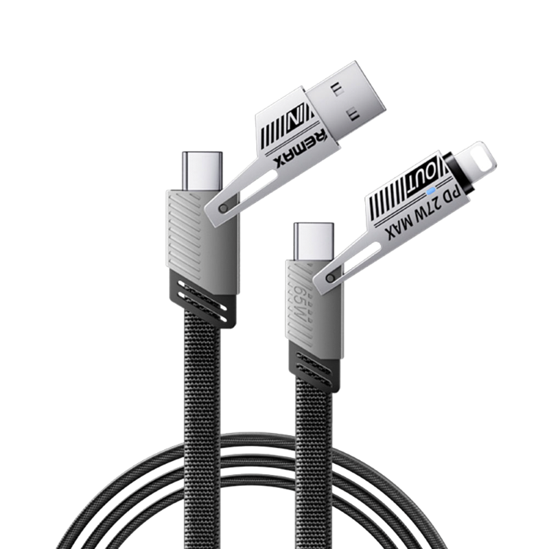 Cable Remax USB-C/USB-A a USB-C/Lightning Color Negro de 1.50 M.