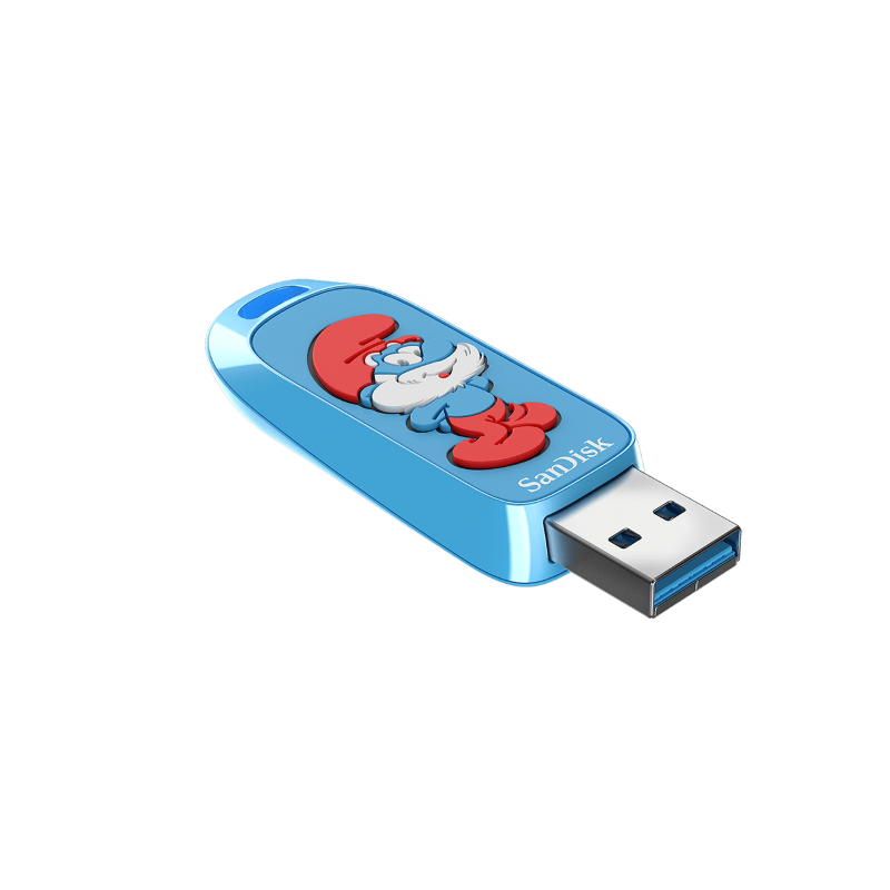 Memoria USB-A 3.2 SanDisk Smurfs de 128 GB Edición Papá Pitufo