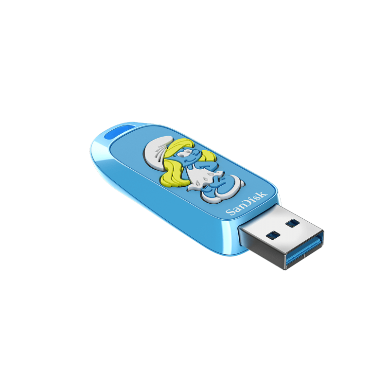 Memoria USB-A 3.2 SanDisk Smurfs de 256 GB Edición Pitufina