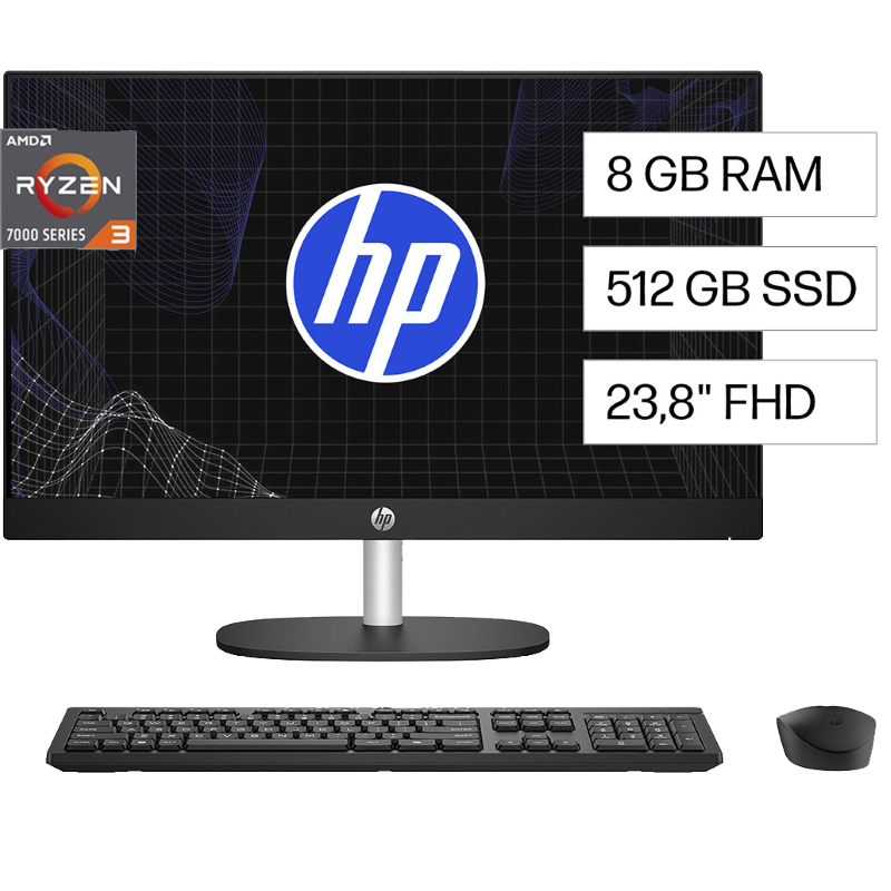 Computadora de Escritorio Todo en Uno HP 24-cr0233la de Color Negro