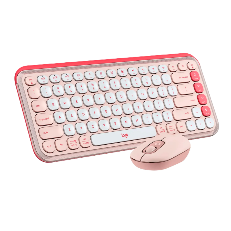 Teclado + Mouse Bluetooth Logitech Pop Icon Combo Rosa Blanco Crudo
