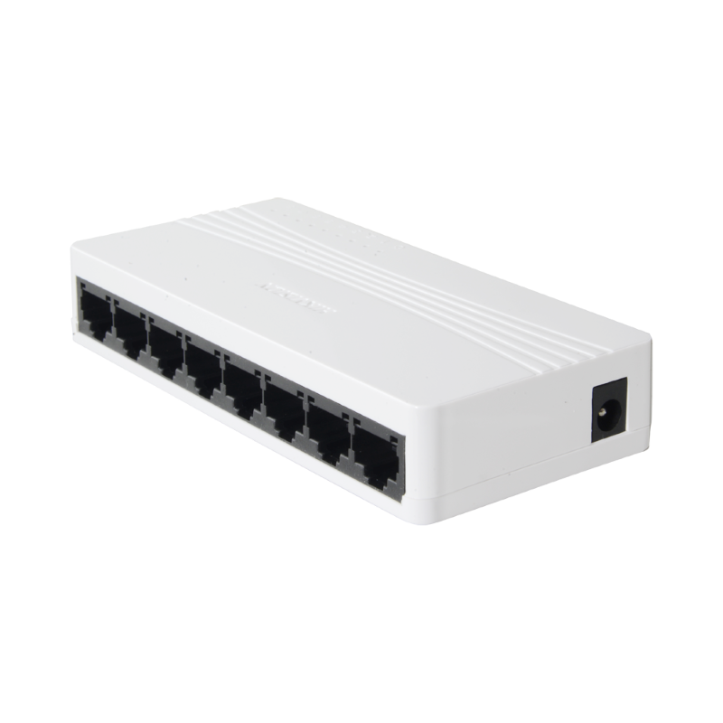 ​​​Switch de Red Hikvision DS-3E0108D-O de 8 Puertos Ethernet de Color Blanco