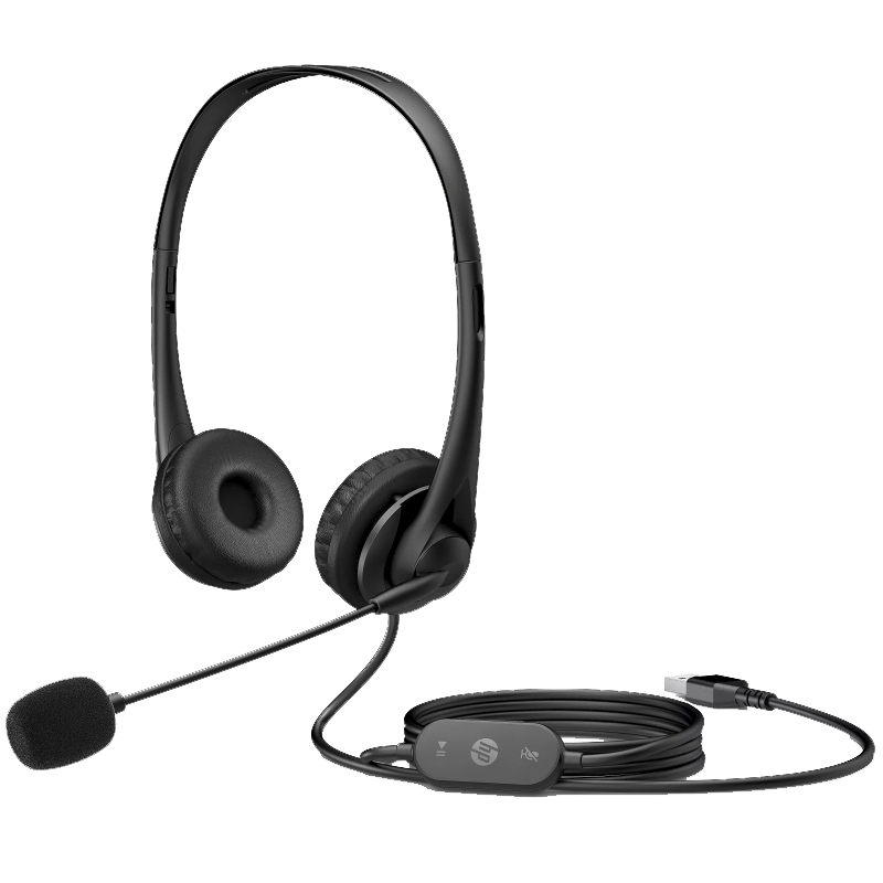 Audífonos HP Stereo USB-A G2 de Color Negro para Computadora