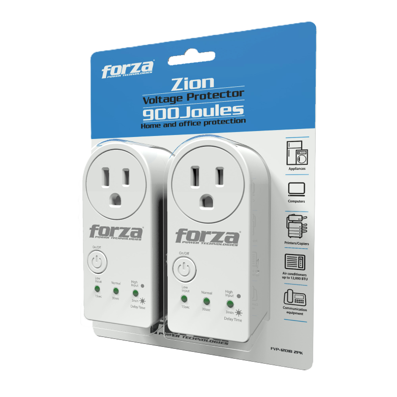 Pack de 2 Protectores de Voltaje Forza Zion-2K10 de Color Blanco
