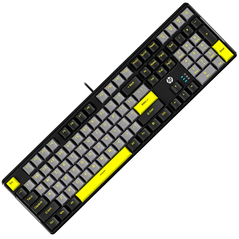 [6948391226293] Teclado Gamer RGB Mecánico HP GK320 Amarillo con Gris