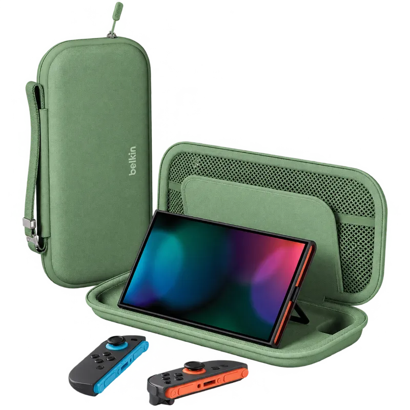 [ENA001fqSE-V1] Estuche de Carga Belkin Pistachio para Nintendo Switch 2 + Power Bank
