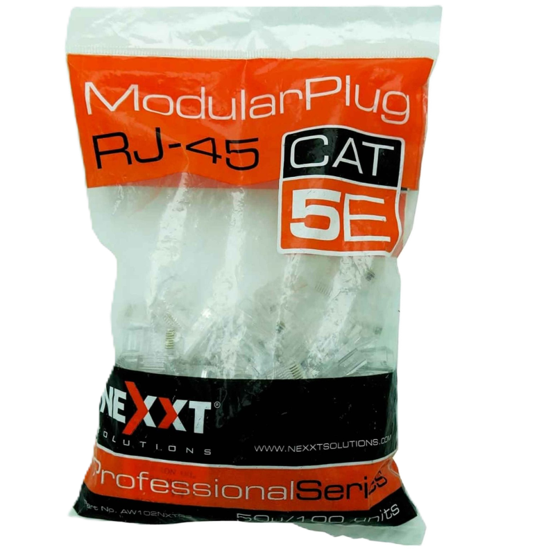 Bolsa de 100 Conectores RJ-45 Categoría 5E Nexxt ModularPlug