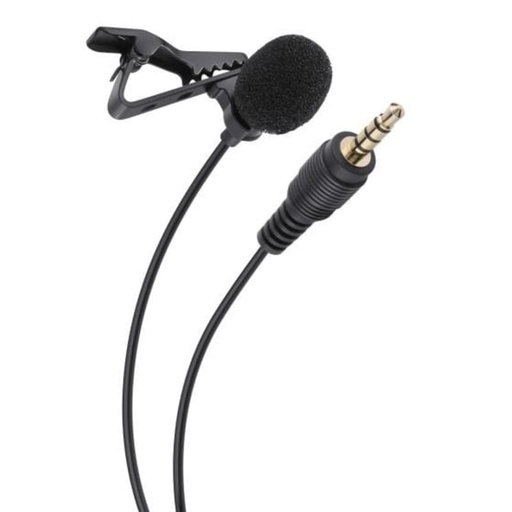 [MOV-034] Micrófono de Solapa de Jack (Auxiliar) 3,5 mm Steren de Color Negro para Smartphones