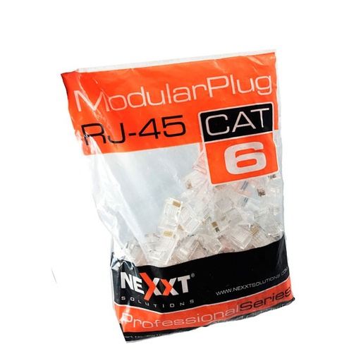 [AW102NXT04] Bolsa de 100 Conectores RJ-45 Categoría 6 Nexxt ModularPlug 50M