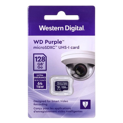 [WDD128G1P0C-85AEL0] Memoria MicroSDXC Western Digital Purple de 128 GB