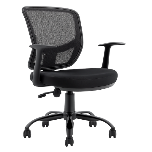 [DC-106N] Silla Secretarial de Malla con Reposabrazos Dorasol Color Negro