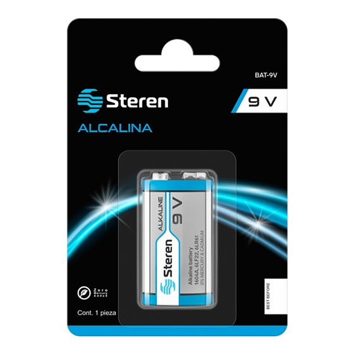 [BAT-9V] Batería Alcalina de 9 Voltios Steren
