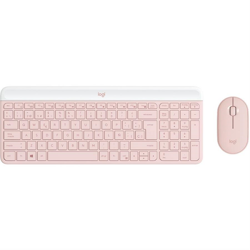 [920-011312] Mouse + Teclado Rosa Inalámbricos Logitech Slim Combo MK470