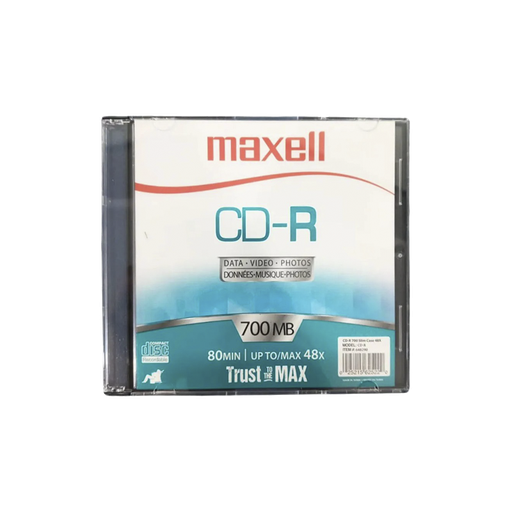 [648290] Disco CD-R de 700 MB, Slim Case 48X Maxell en Cajita de Plástico