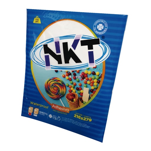 [7401103306731] Paquete de Papel Adhesivo Brillante NKT de Tamaño Carta (20 hojas)