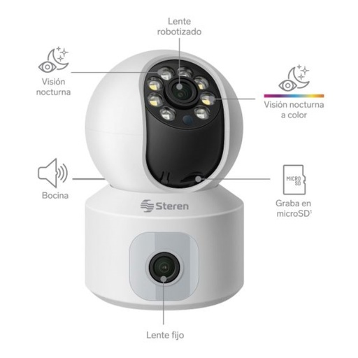[CCTV-222] Cámara de Seguridad Wi-Fi Steren con Doble Lente para Interiores