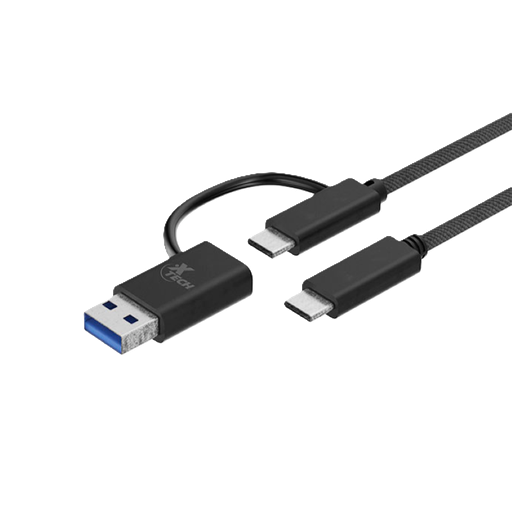 [XTC-532] Cable Xtech USB-C macho a USB-C macho con Adaptador USB-A 2.0