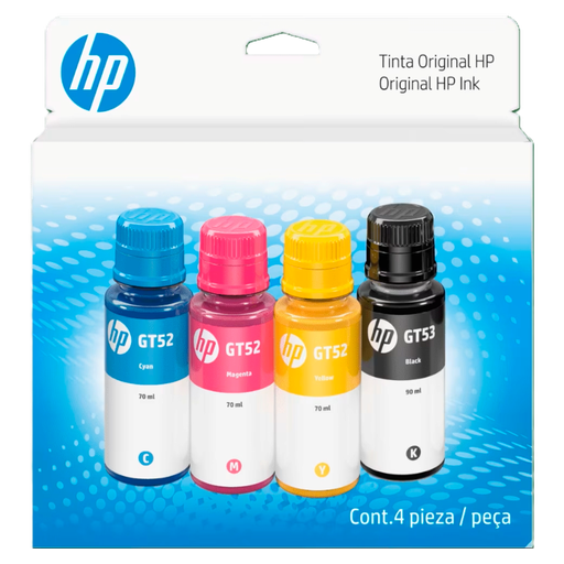 [9F3N4AL] Combo Pack de 4 Tintas HP Originales GT53/GT52
