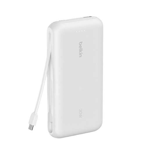 [BPB024fqWH] Power Bank Belkin BoostCharge 20K de 20,000 mAh Color Blanco con Cable Integrado USB-C 