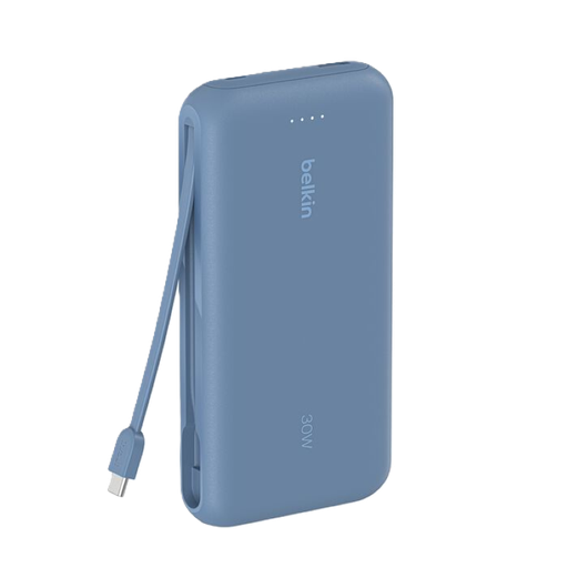 [BPB024fqBL] Power Bank Belkin BoostCharge 20K de 20,000 mAh Color Celeste con Cable Integrado USB-C