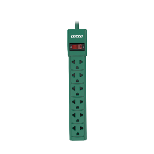 [PS-001G] ​Regleta Forza PowerStrip de Color Verde con Disyuntor Incorporado