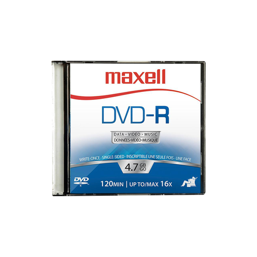 [638020] Disco DVD-R de 4.7 GB, 16X Maxell Slim Case en Cajita de Plástico